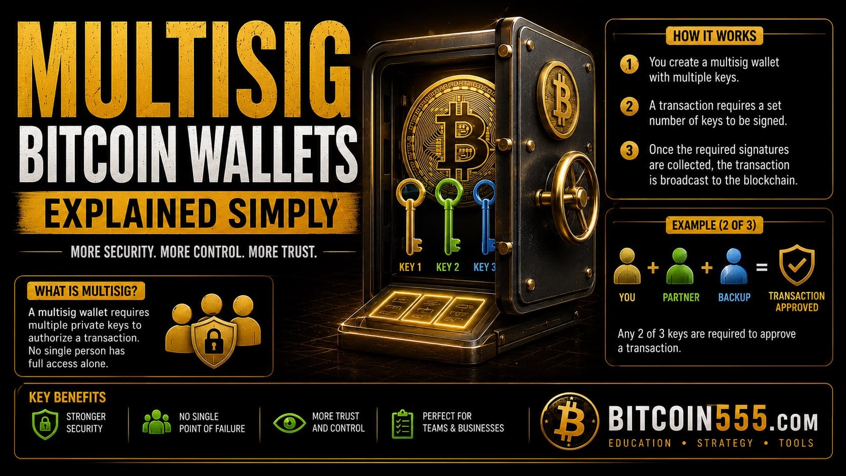 Multisig Bitcoin Wallets Explained Simply: Complete Security Guide - Security, Crypto Learning Center news on bitcoin555.com
